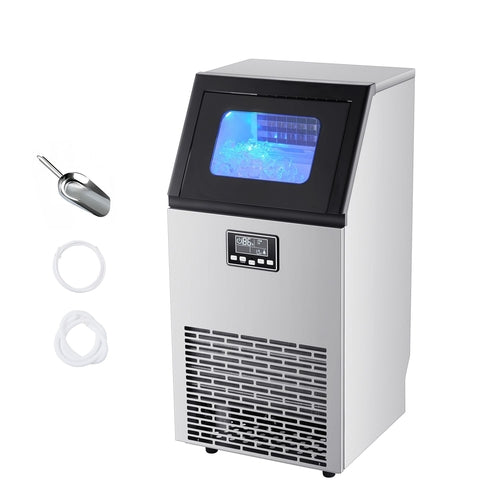 Commercial Ice Maker Machine, 100 lbs/24h with 28Lbs Storage, 45 Cubes