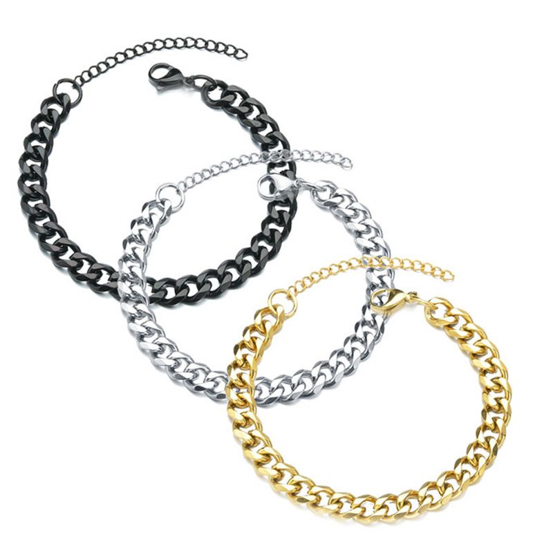 Trendy Cuban Chain Men Bracelet Classic Stainless Steel 7mm Width