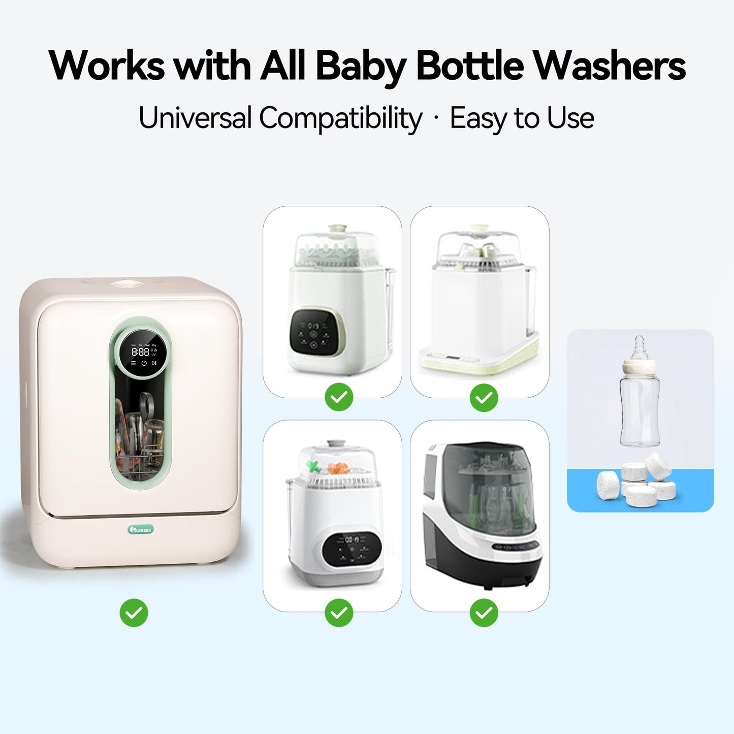 150 PCS Detergent Bottle Washing Tablets, Bottle Washer Tablets for