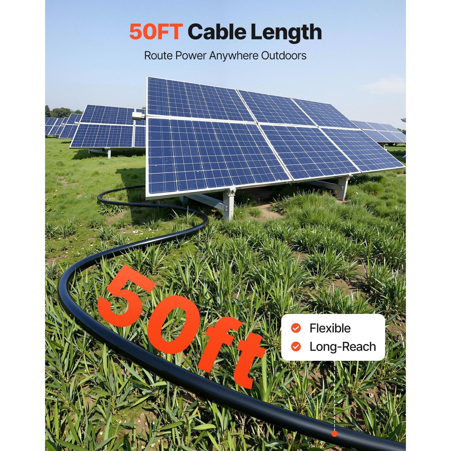 Solar Panel Wire, 50 ft Black + 50 ft Red Kit, 10 AWG (6 mm²) Solar
