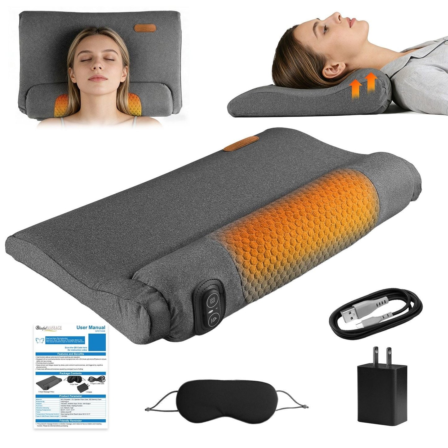 Neck Massager Pillow Ergonomic Massager Memory Foam Pillow with