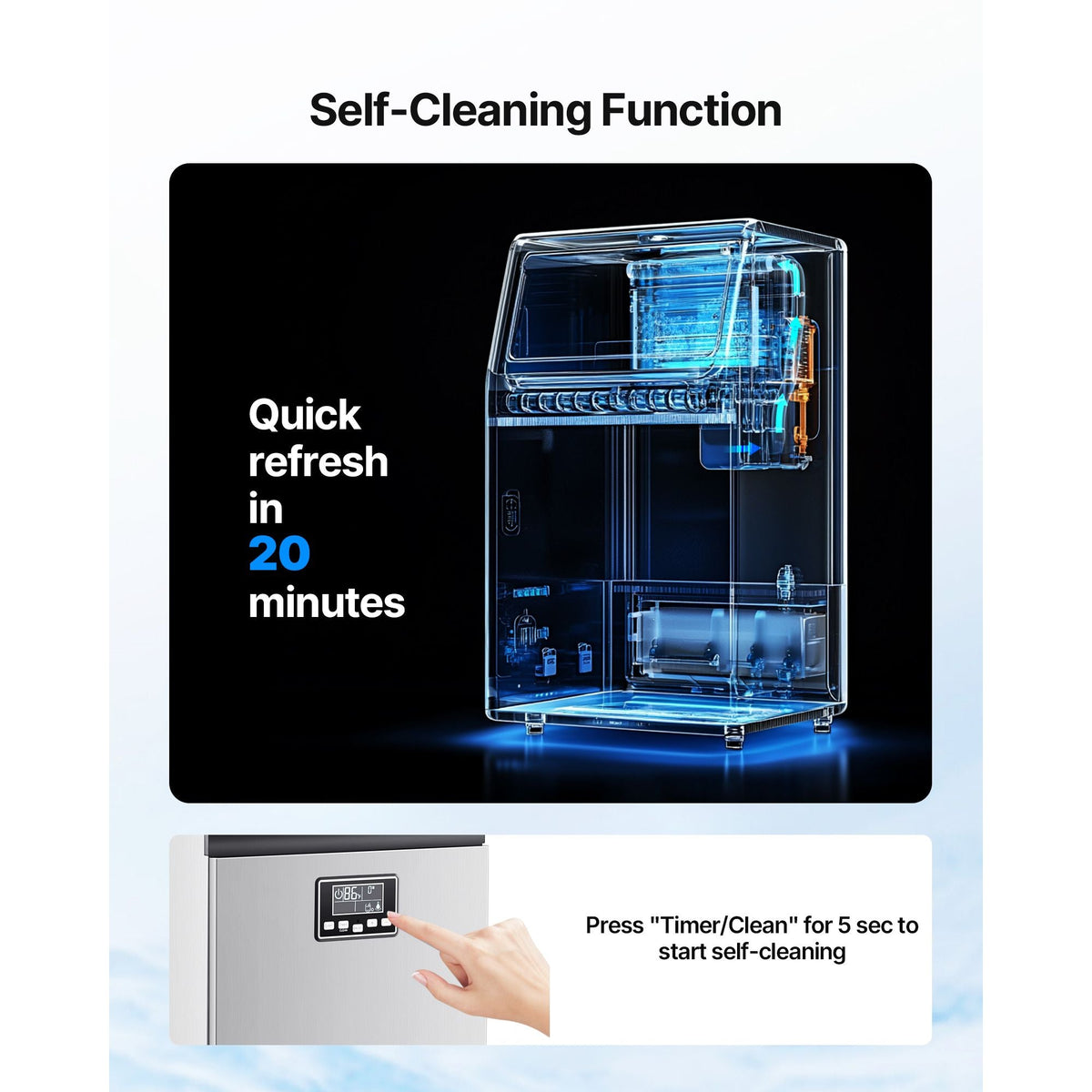 Commercial Ice Maker Machine, 100 lbs/24h with 28Lbs Storage, 45 Cubes