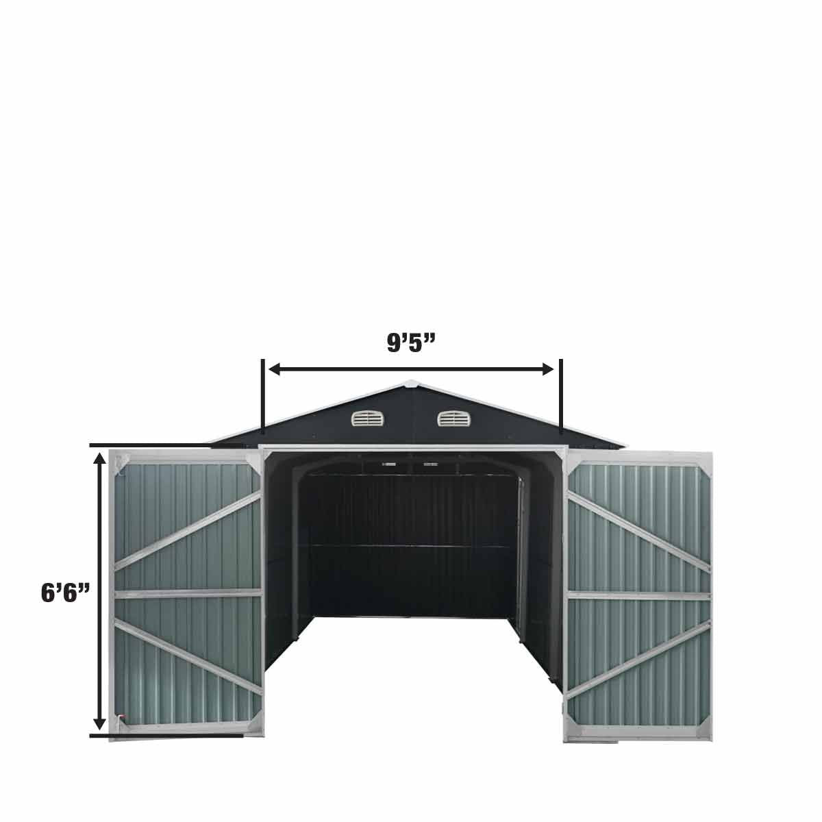 13' x 20' Metal Garage Shed with Double Front Doors, 7'9" Peak Height,