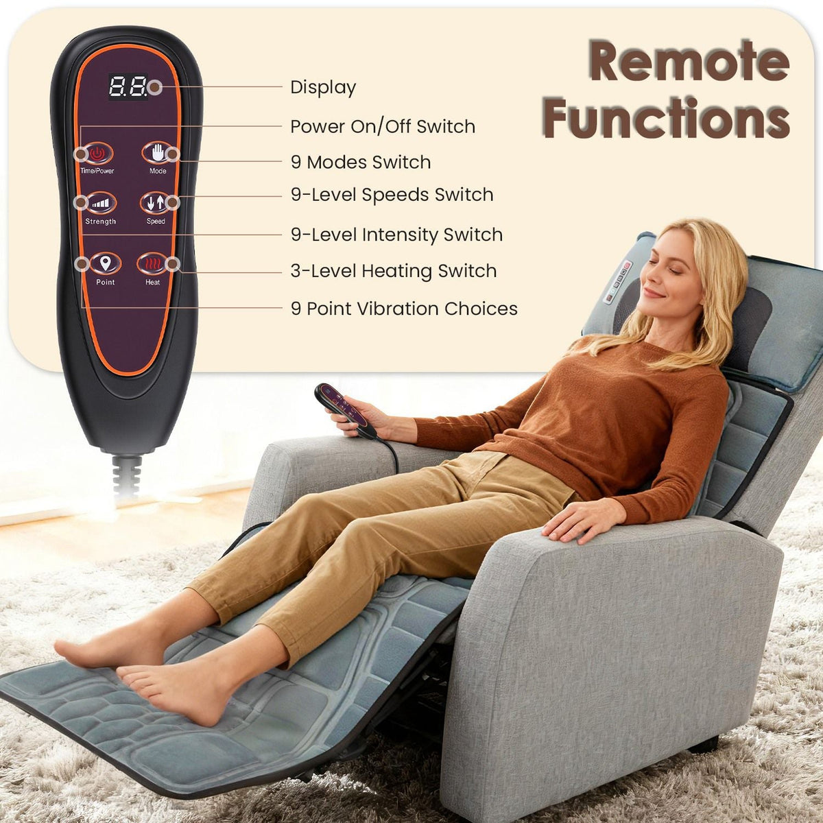 Flannel / PU Material Options - 1 Pc Full Body Massage Mat