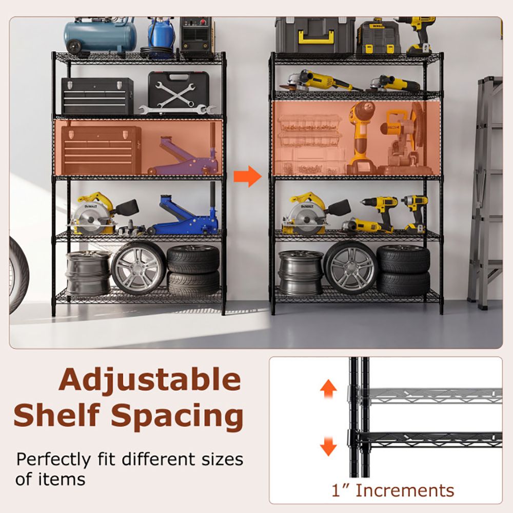 5-Tier Metal Storage Shelving Unit with V-Shaped Wire Rack