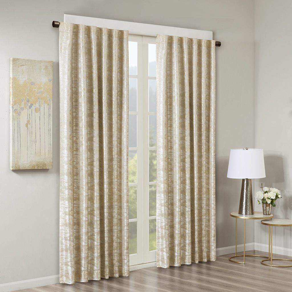Jacquard Lined Total Blackout Rod Pocket/Back Tab Curtain Panel(Only 1