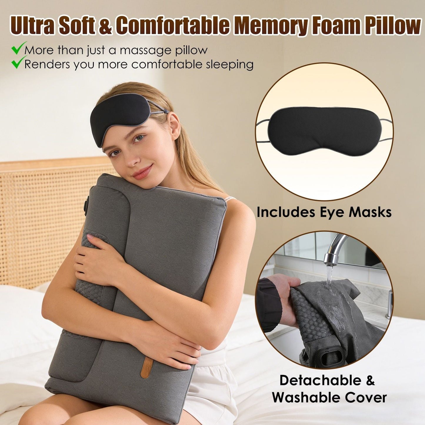 Neck Massager Pillow Ergonomic Massager Memory Foam Pillow with