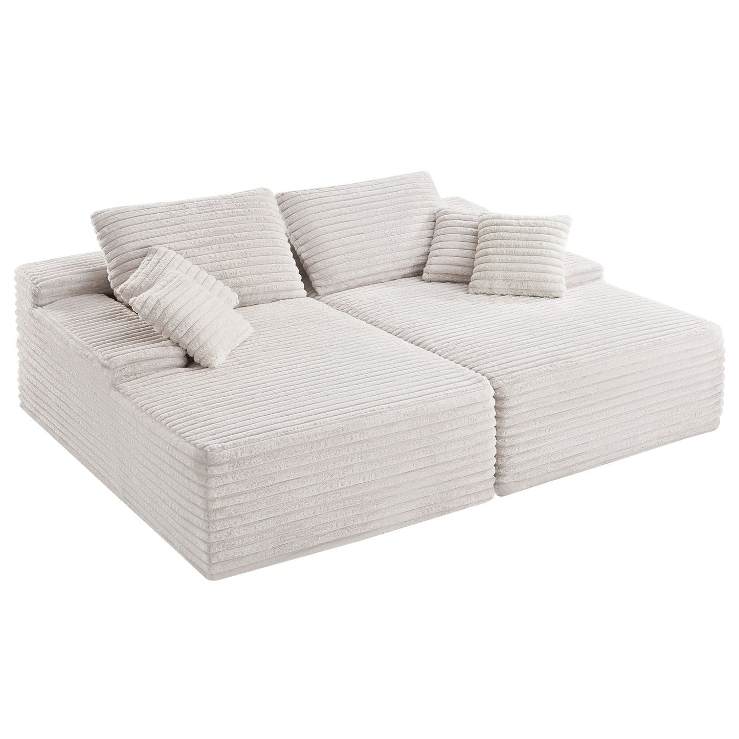 82.7-Inch Oversized Double Chaise Lounge, Corduroy Fabric Sectional