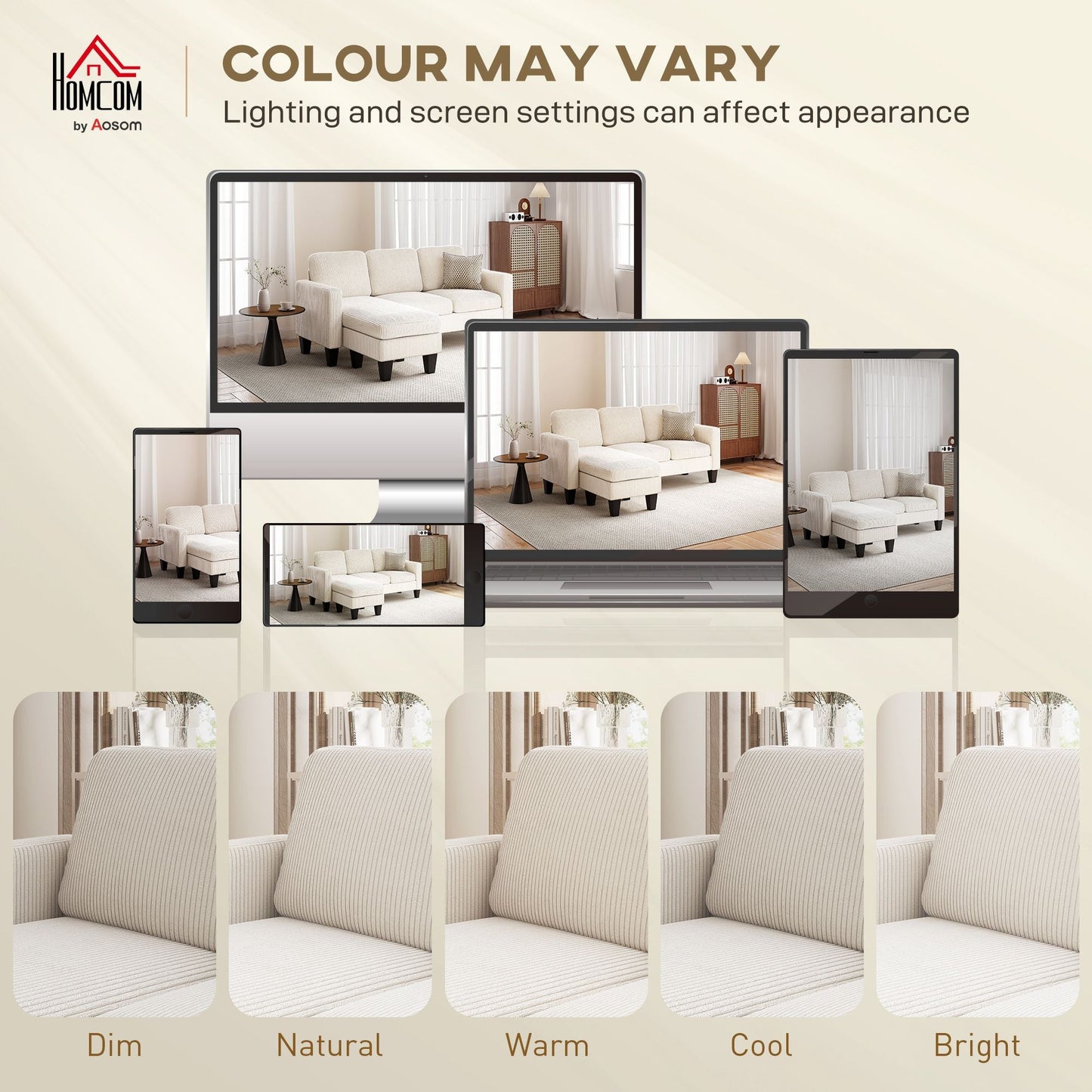 Sectional Sofa, L Shaped Couch, with Reversible Chaise or Ottoman,