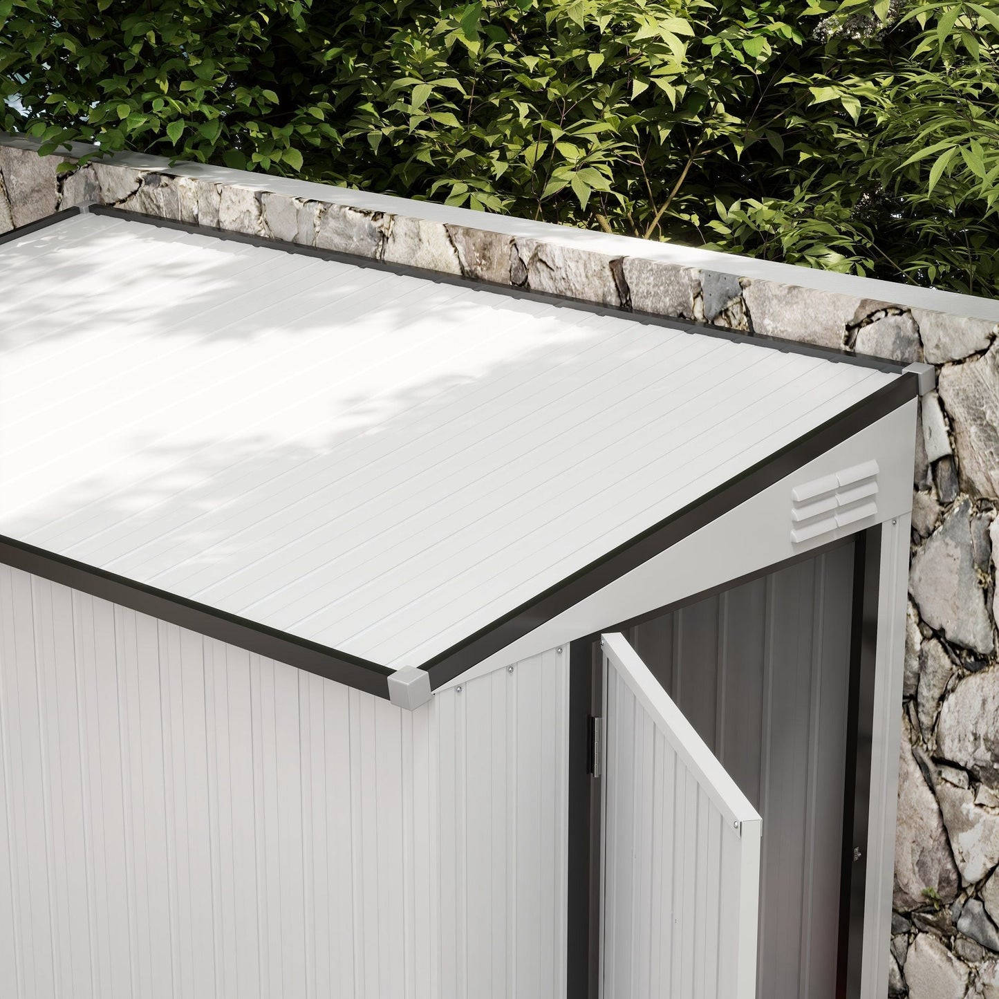 Metal Garden Shed 4x8 ft Lean-to Outdoor Tool House with Lockable Door