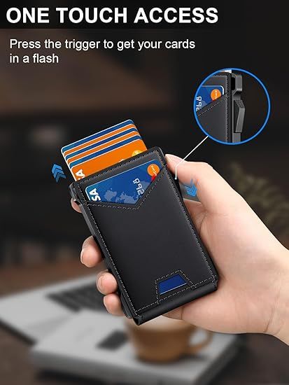 Wallet for Men RFID Wallet with 2 ID Windows & Money Clip, Slim Pop Up