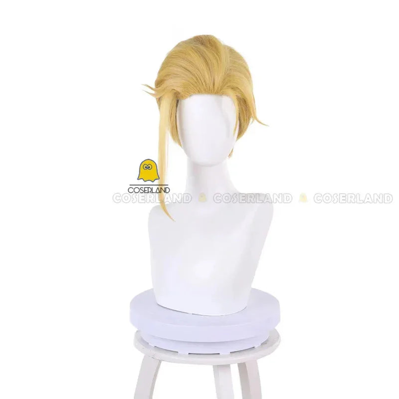 Anime Hell's Paradise Jigokuraku Yamada Asaemon Tenza Cosplay Wig Ten-chan Blonde Short Hair Red Headband Role Play Free Wig Cap