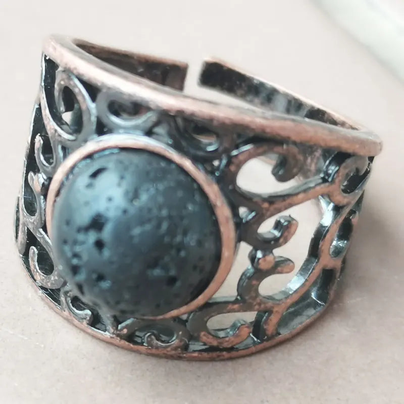 Aventurine Malachite Tiger Eye Crystal Lapis Lazuli Howlite Carnelian Goldstone Opal Unakite Sand Jaspe Bead Ring PWB1230