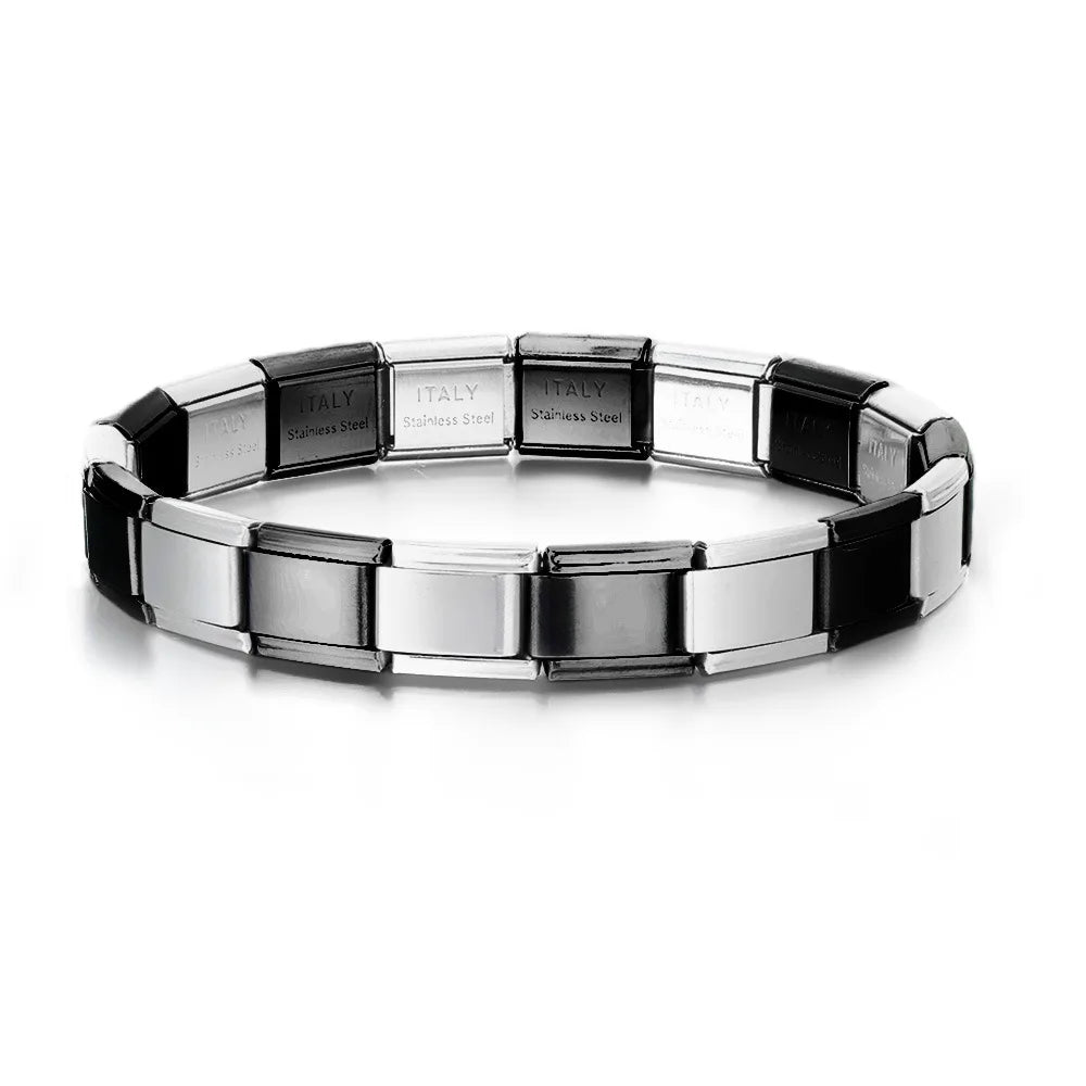 Fashion Sliver Bangle Bracelet Width Italian Elastic Charm Bracelet Simple Design Men Women DIY New Style Jewelry Gifts