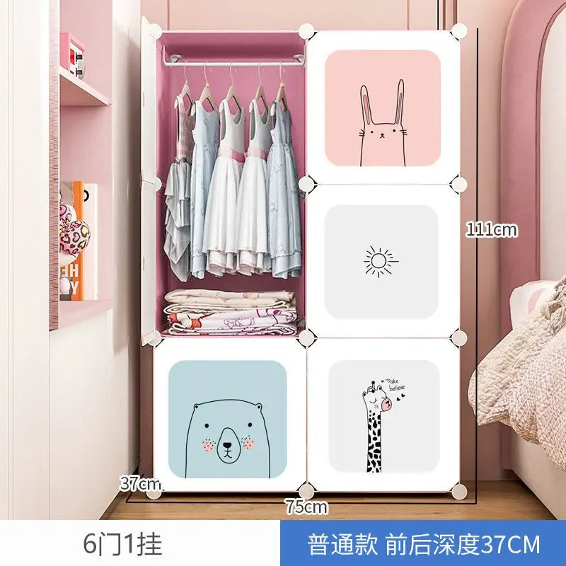 Baby Storage Cabinet Plastic Wardrobes Children Wardrobe Small Girl Clothes Clothings Closet Dresses Room Girls Assembly