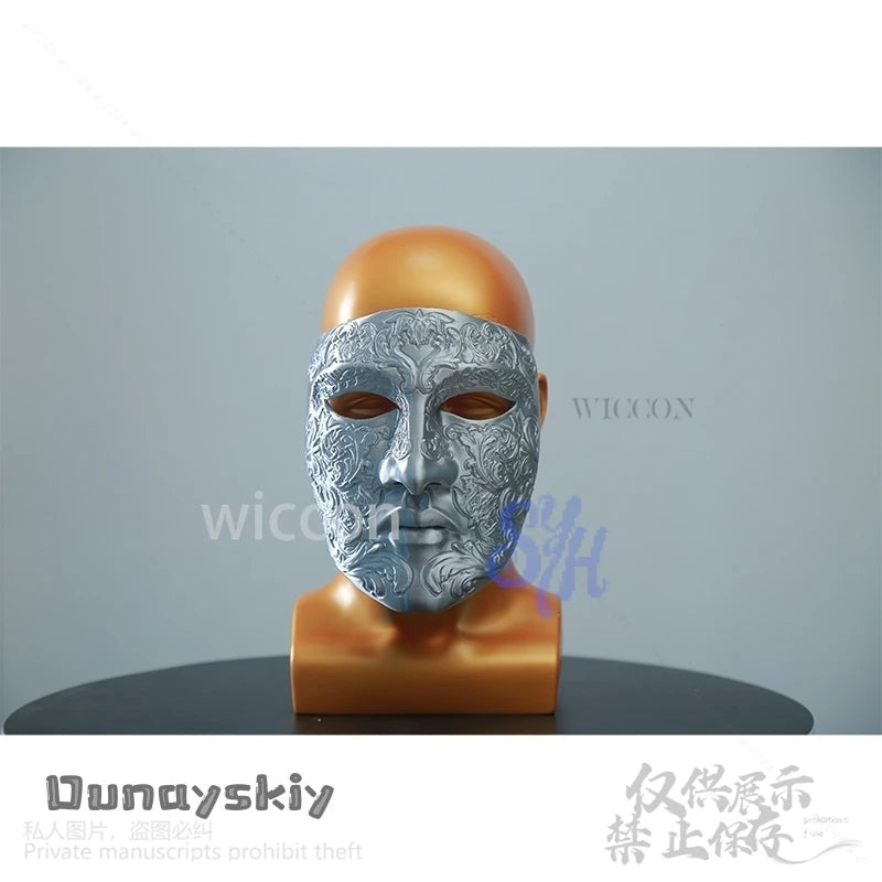Movie Baldwin IV Cosplay Silver Retro Face 3D Polylactic Acid Mask Halloween Christmas Performance Props Accessory 코스프레