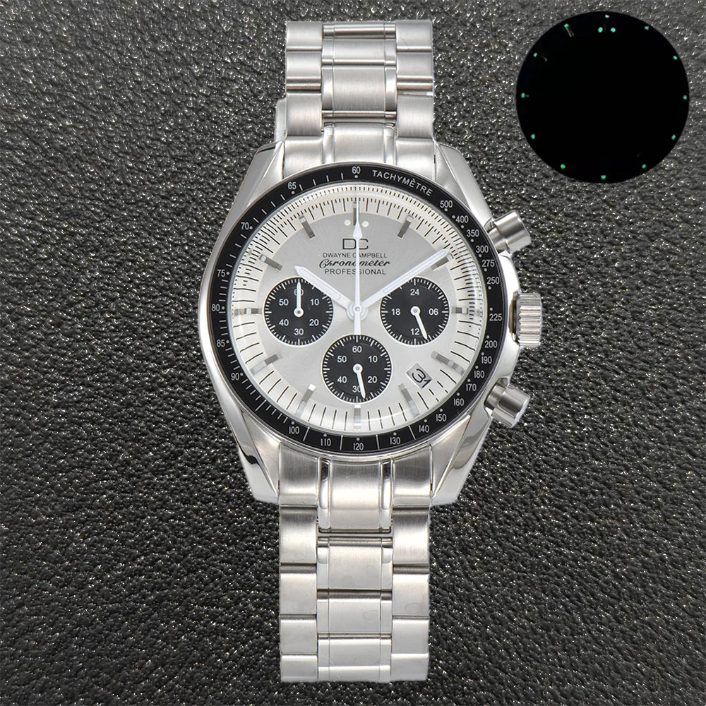 Custom LOGO Watch VK63 Watch 40mm Fashion  Sapphire Case 316L Stainless Steel Automatic Men's Watches High-Quality Business
