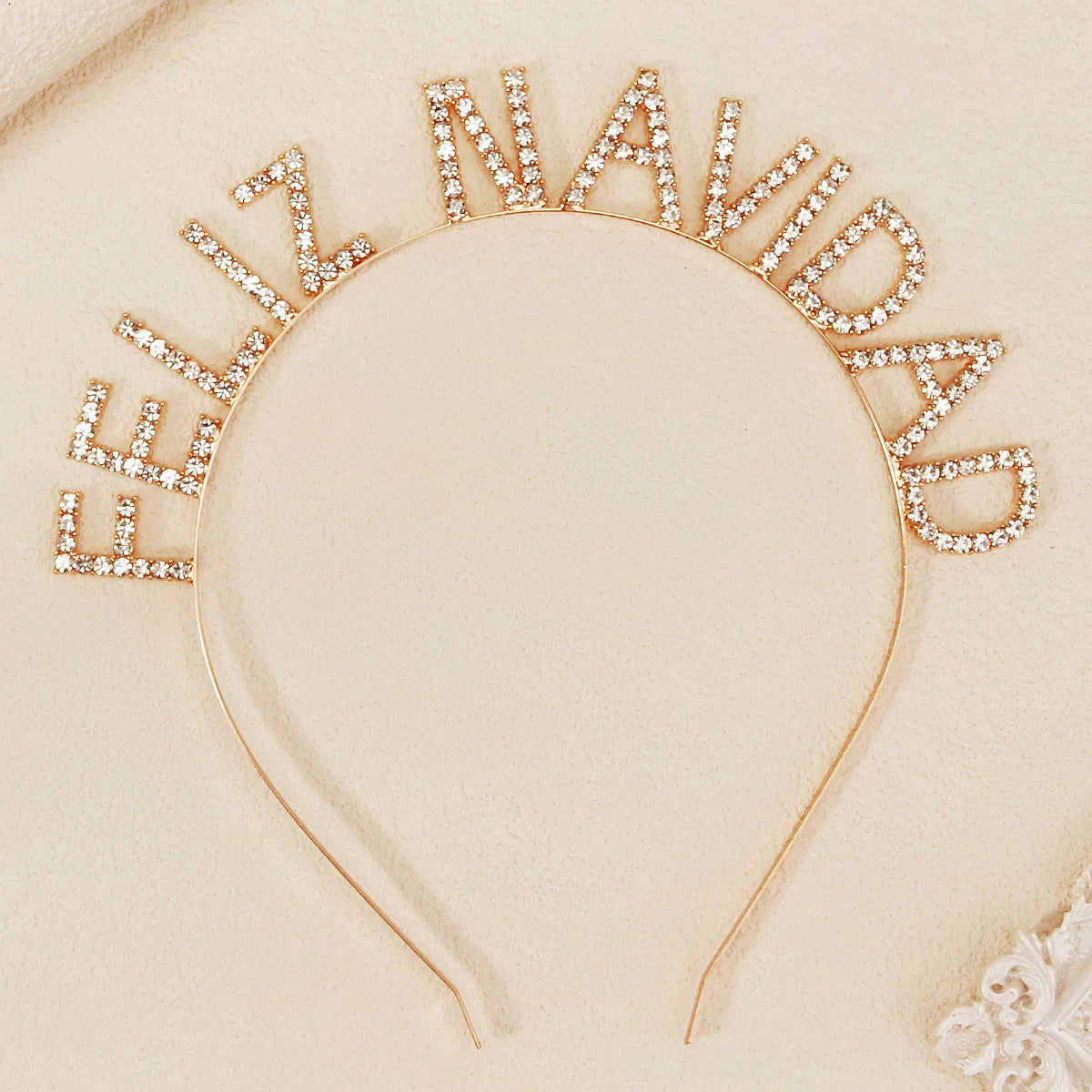 FELIZ NAVIDAD Christmas Alphabet Hair Band Sparkling Rhinestone Handmade Crown Tiara Party Headwear For Women and Girls