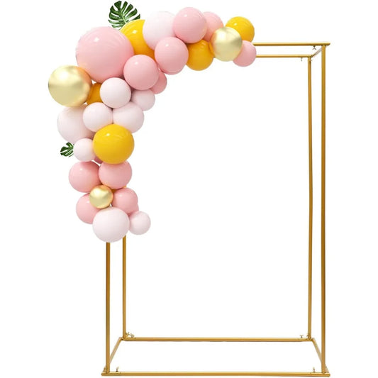 Metal Wedding Arches Wedding Gold Arch Backdrop Stand Ceremony Square Balloon Arch Frame Stand for Birthday Party Garden Decorat