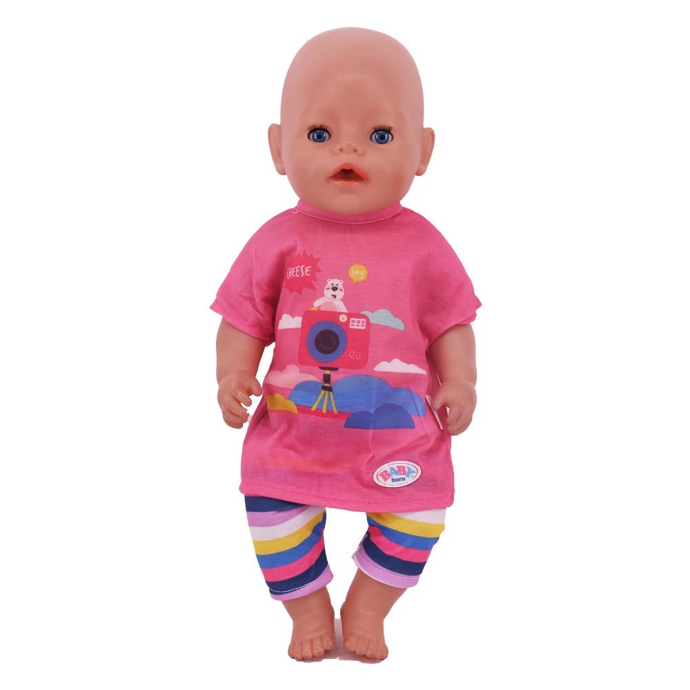 43Cm Baby Doll Clothes Accessories Pink Series Pajama Swimsuit for 18inch Girl American & 43 cCm Baby Reborn Doll,Our Generation