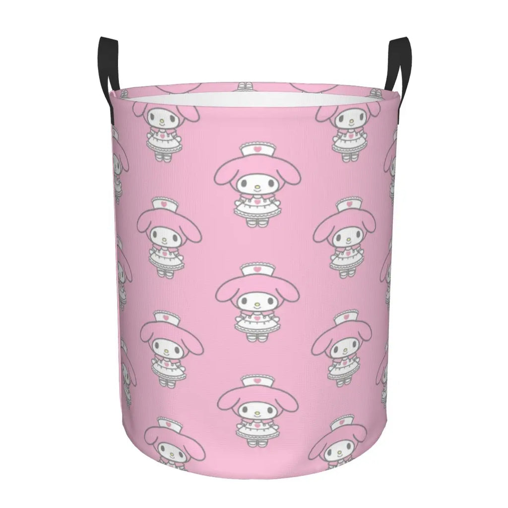 Custom Melody Laundry Basket Collapsible Pink Rabbit Clothes Hamper for Baby Kids Toys Storage Bin