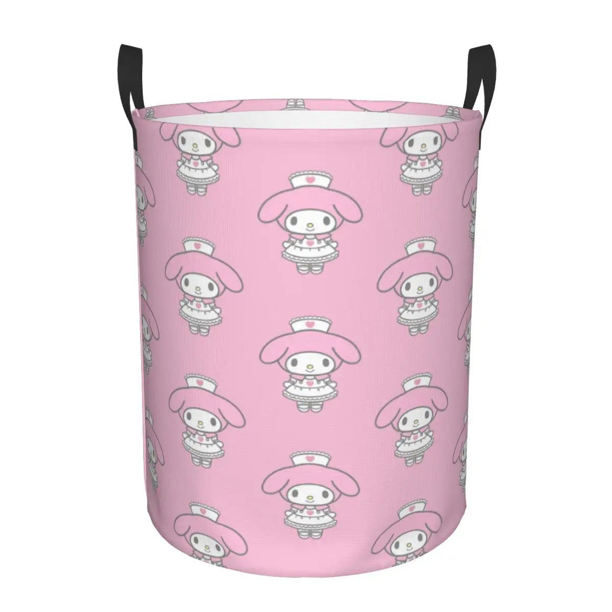 Custom Melody Laundry Basket Collapsible Pink Rabbit Clothes Hamper for Baby Kids Toys Storage Bin