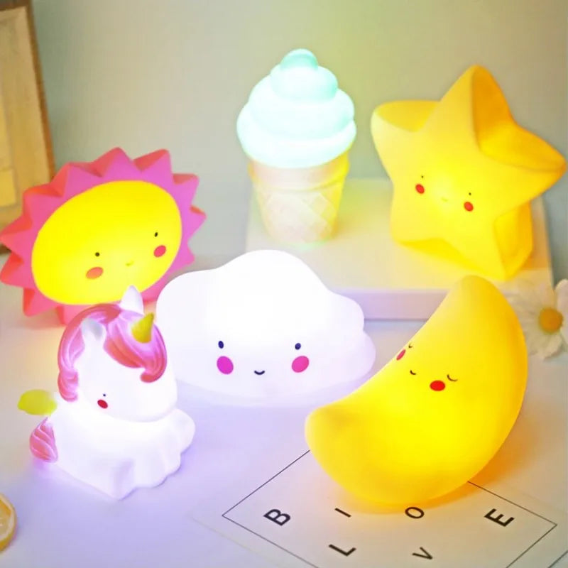 Magic Moon Star Night Light - 3D LED Cartoon Bedside Lamp for Kids Girls, Battery Operated, Nursery Decor Christmas Gift