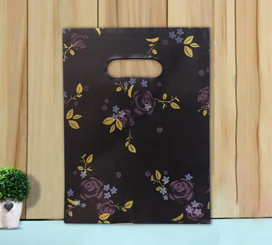 50pcs Multi Style Plastic Handle Bag 15*20cm Small Jewelry Packing Bag Party Favor Bags For Candy Cookie Gift Packaging Bag