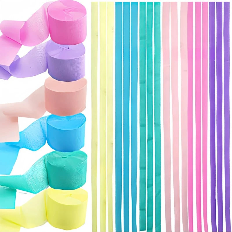 25m/Roll 4.5cm Crepe Paper Streamers Tissue Paper Roll For Flower Crafts Making Birthday Wedding Party Backdrop DIY Decoration