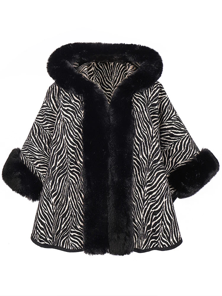 Winter Scarf Women Lady Layers Poncho Elegant Luxury Fake Fur Collar One Piece Hat Shawl Scarve Capa Para Mujer Fashion Coat New
