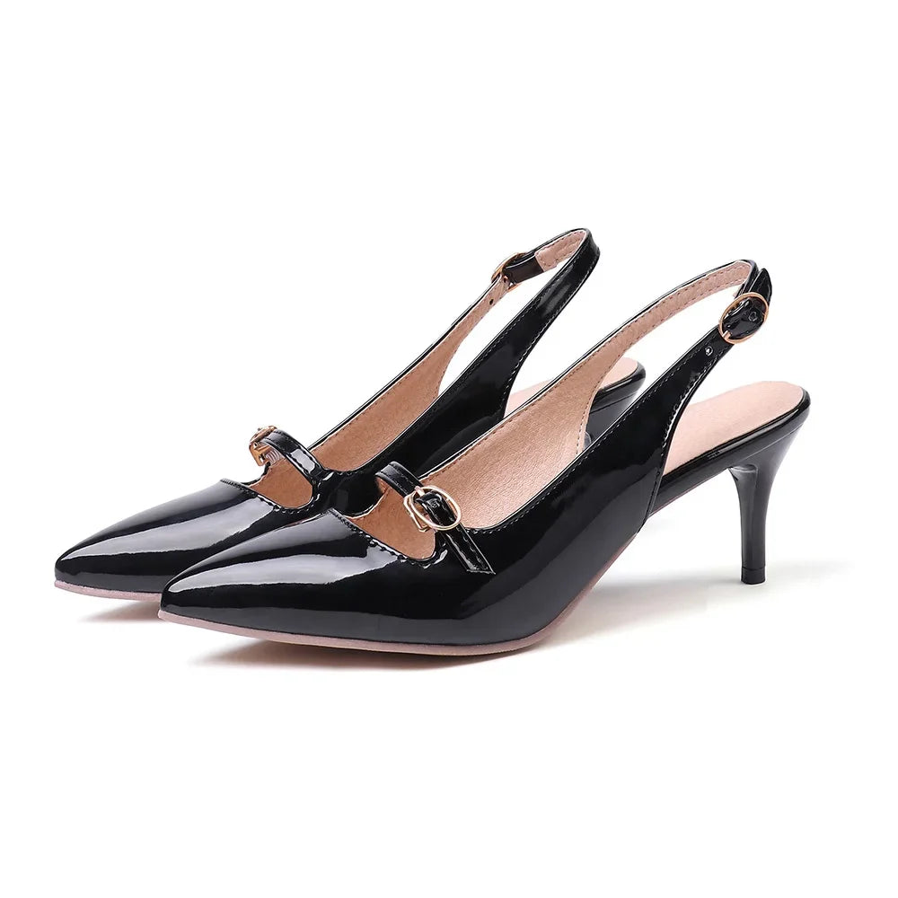 Brand New Summer Fashion Black Apricot Women slingback Sandals Lady Shoes High Heels Plus Big Small Size  30 43 45 48