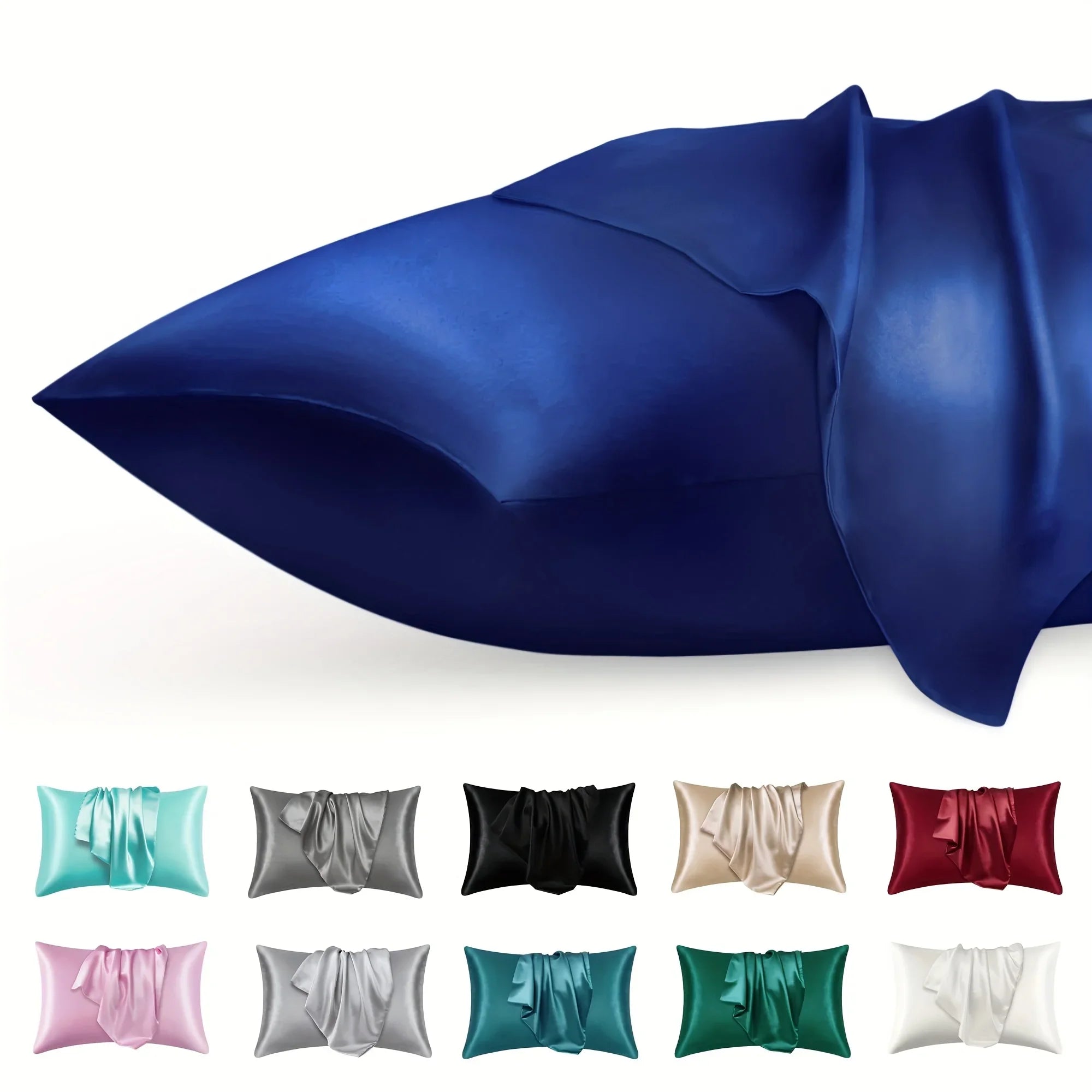 2pcs Luxury Satin Envelope Pillowcase  Solid Color, Silk Like High-End Nighttime Hair Protection, Woven Fabric, Active Printing