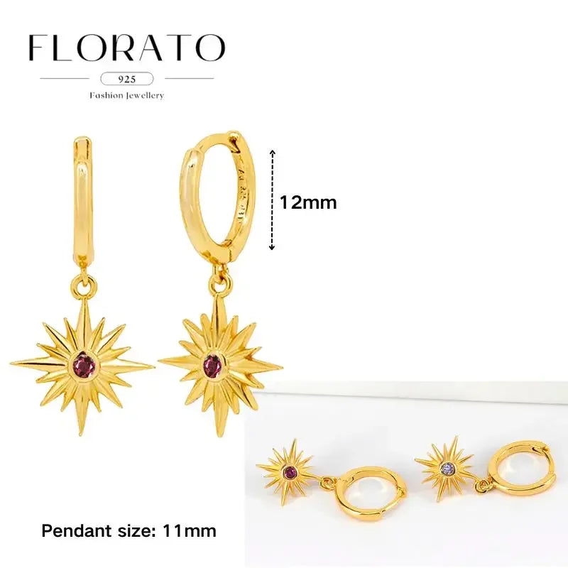 925 Sterling Silver Ear needle European And American Style Hoop Earrings Round square Pendientes Fashion For Women Birthday Gift