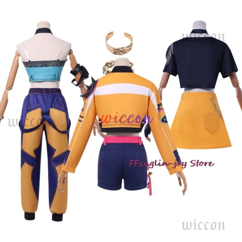 Huntrix Group Rumi Zoey Cosplay Anime Devil Hunters Mira Costume Coat Earrings Accessories Set Halloween Party Outfit for Woman