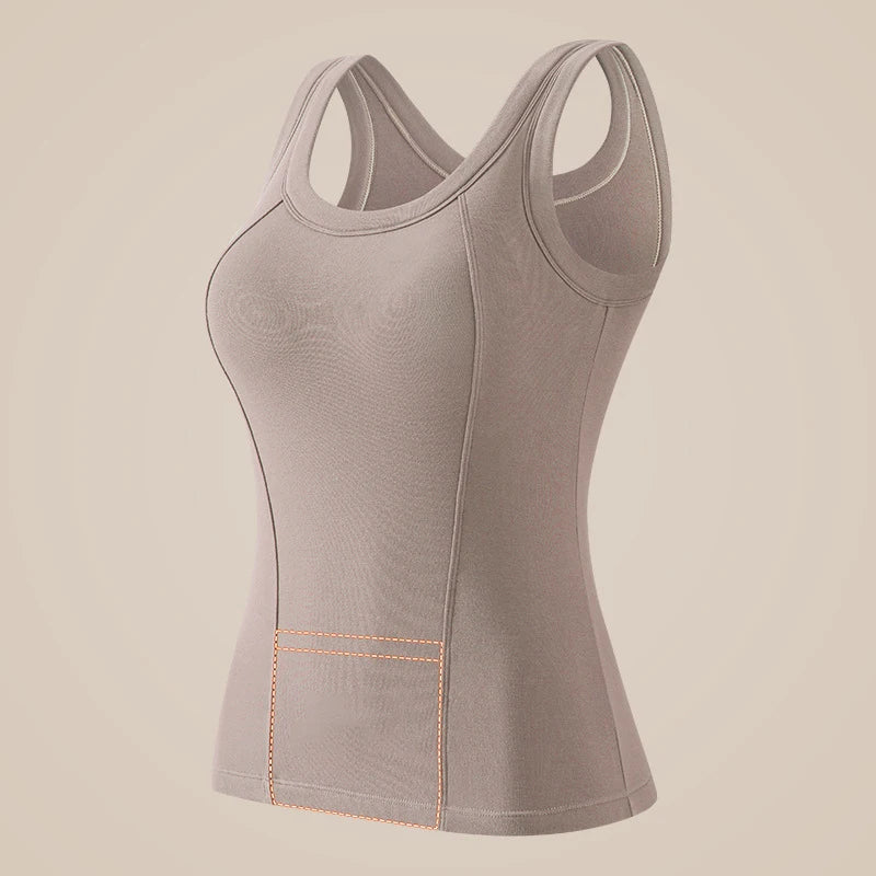 1pcs Woman Thermal Underwear Winter Pockets Thermo Lingerie Warm Top Plus Size Wear Thermo Vest  Undershirt No Chest Cushion