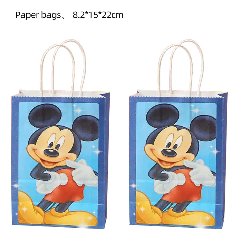 21*15*8cm Disney Mickey Mouse Paper Gift Bag Festival With Handles Baby Shower Candy Bags Kids Minnie Birthday Party Supplies ﻿