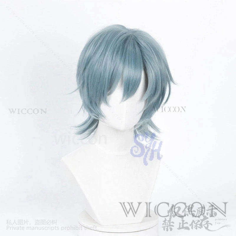 Saja Boy Mystery Anime Movie Demon Cosplay Purple-gray Synthetic Short Straight Hair Wigs Curling Hair Accessories Halloween Cos