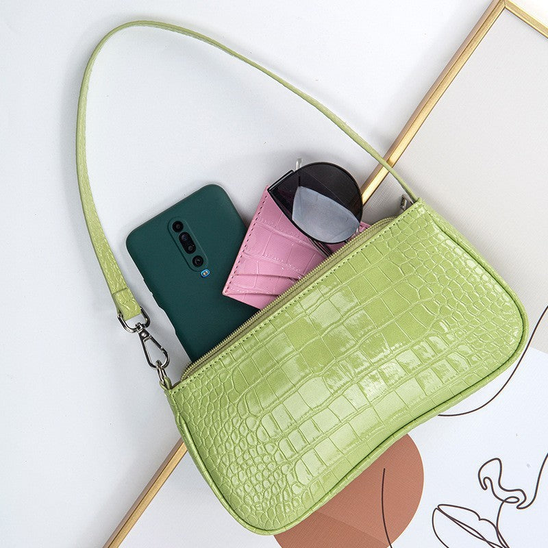 Velveta™ – Croco Gloss Baguette Bag