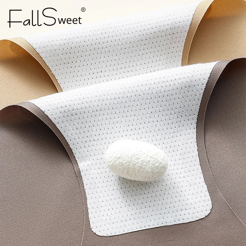 FalllSweet 4PCS Seamless Panties for Woman Ice Silk Underwear Soft Thin Briefs Women's Underpants Fashion Sexy Female Lingerie