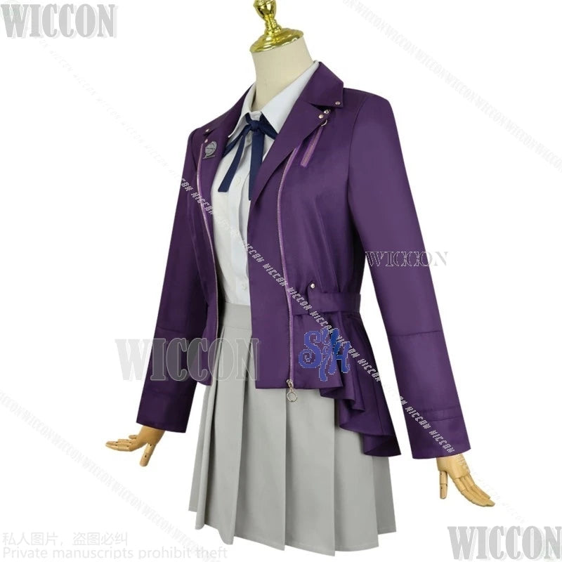 Game The Hundred Cosplay Kirifuji Nozomi Purple Punk Coat Y2k Fashion Jirai Kei Girls Dress JK Uniform Halloween Comic Con Party