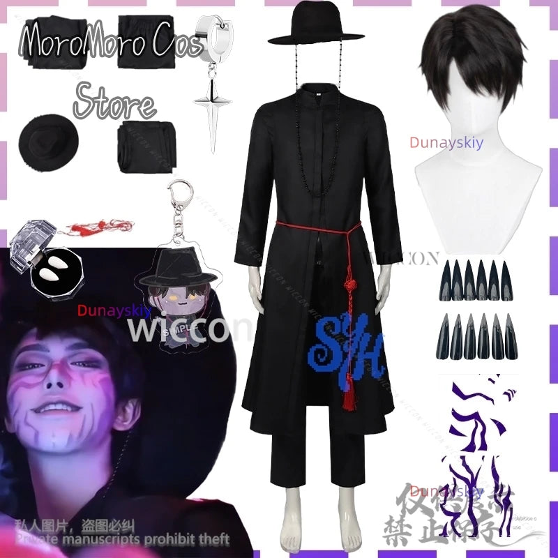 Jinu Boy Group Sajaboys Cosplay Anime Movie Kpop Demon Handsome Uniform Vampire Goth Punk Long Coat Korea Idol Halloween Suit