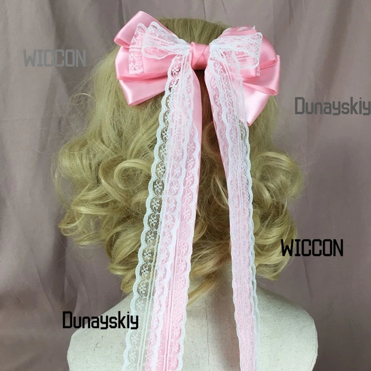Korean Style Hair Bow Clips Elegant Ribbon Butterfly Hairpins  Lolita/Fairy Aesthetic Vintage Princess Headwear Alligator Clips