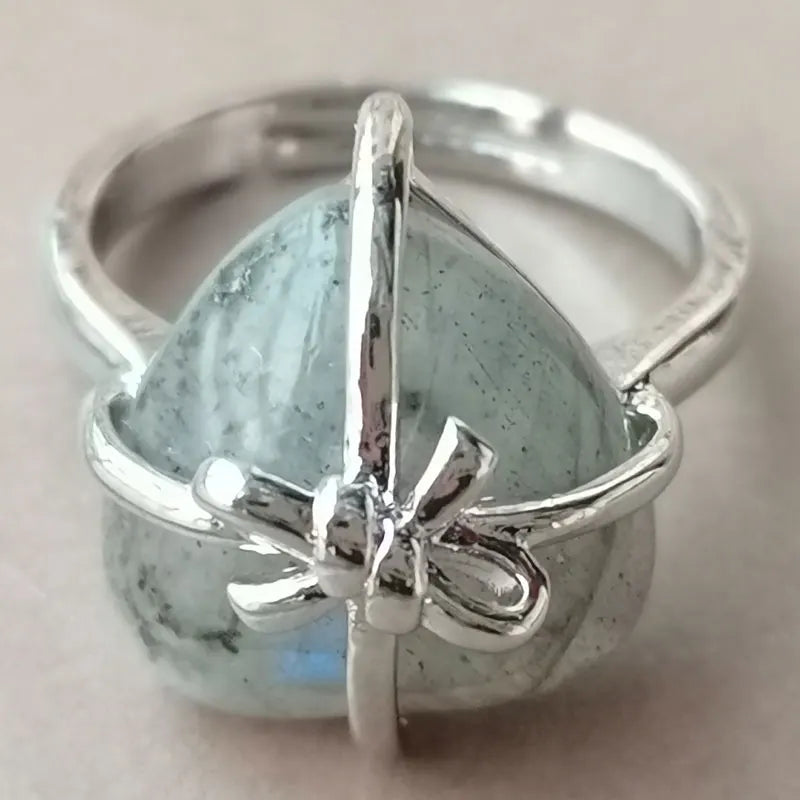 Blue Sand Heart Bead Ring PWB1093