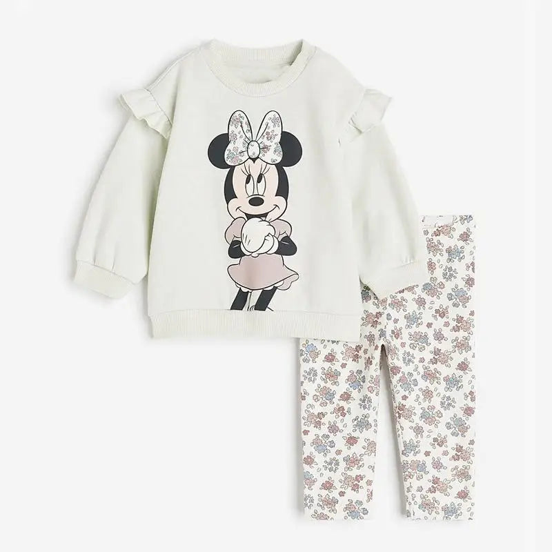 Brand Autumn Clothes Baby Casual Long-sleeved Outfits Cartoon Sweatshirt Solid Color Leggings New Cute Hoodies+Pants 2Piece/Set