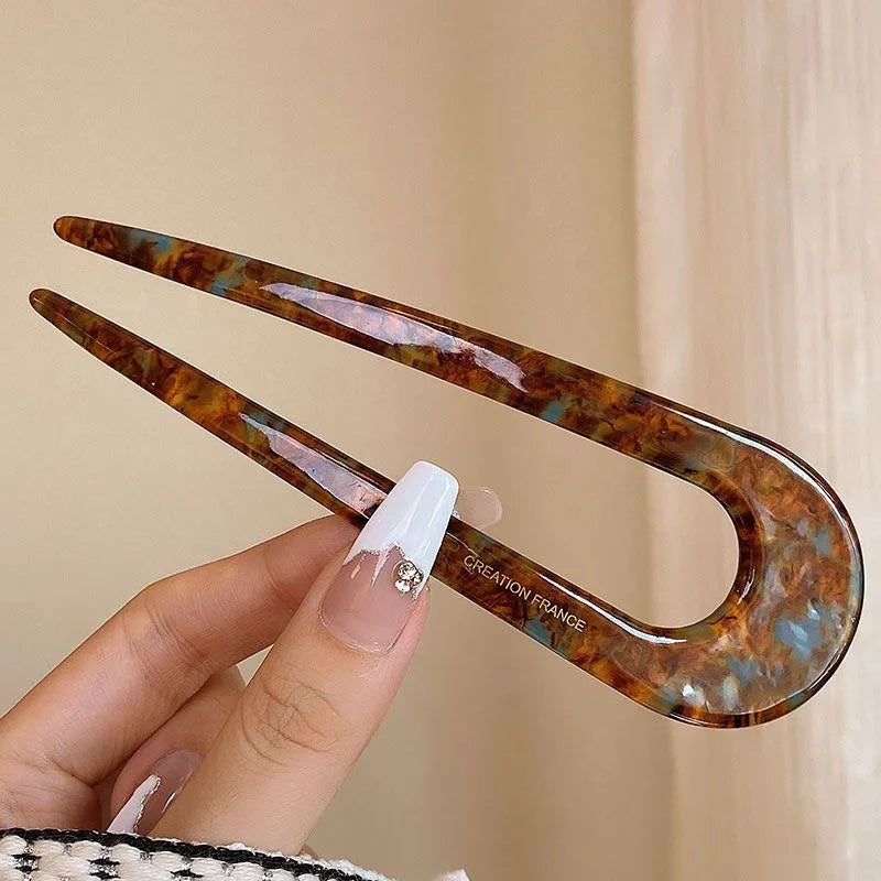 French Styles Hair Forks Hair Sticks Acetic Acid U-Shape Hair pins Bun Women Girls Vintage Hairstyle Hair Accessories Headband