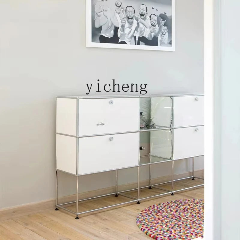 b7+  Nordic medieval cream wind small apartment display cabinet stainless steel module furniture decorative cabinet