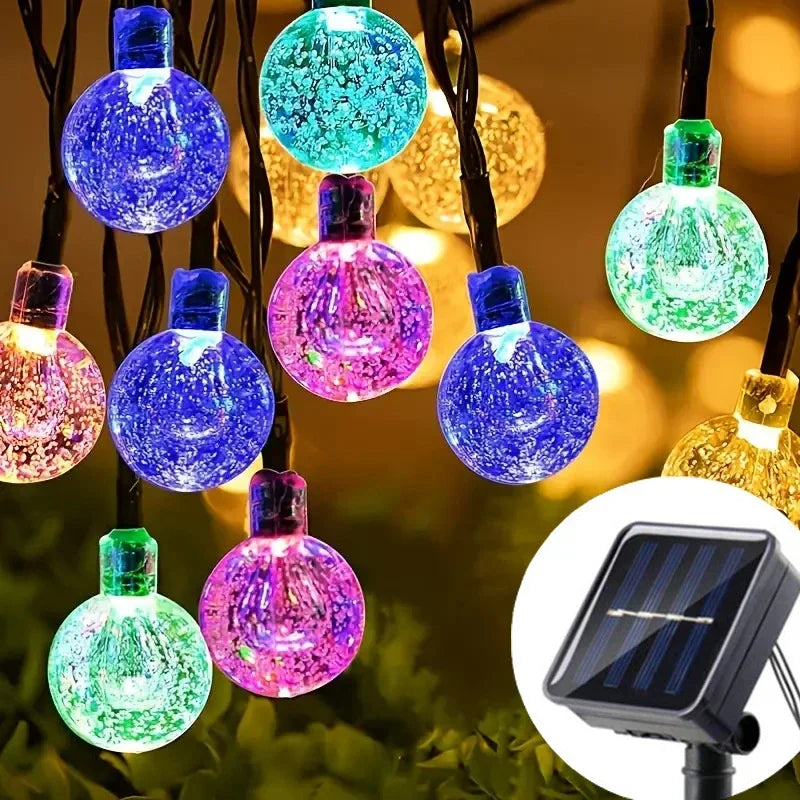 Holiday Solar Bubble String Lights 8 Lighting Modes Garden Street Tree Yard Party Christmas Outdoor Camping Parterre Decoration