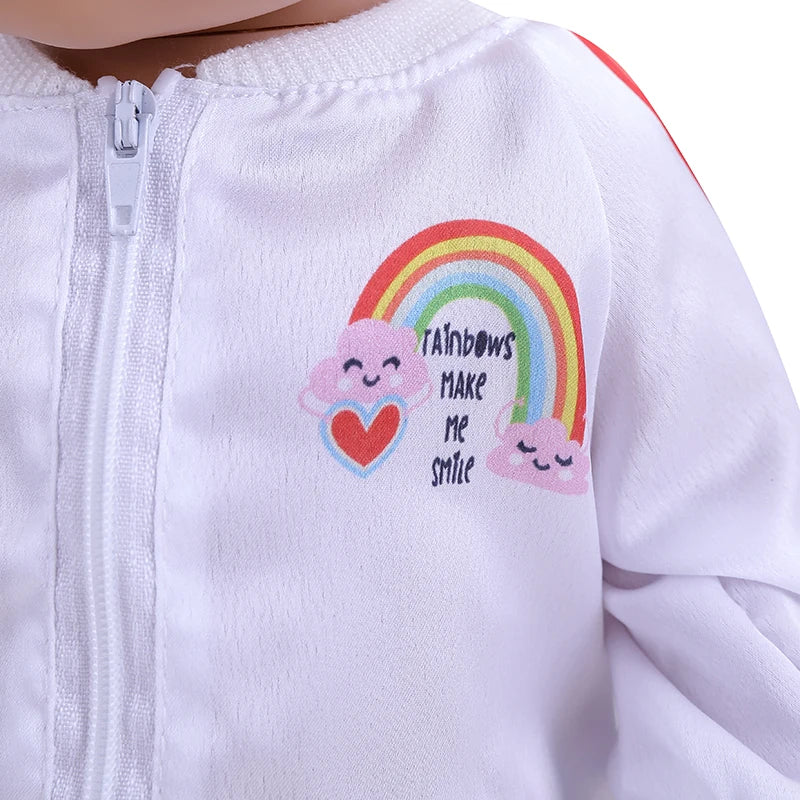 43 cm Doll Outfits Rainbow Hoodies and Pants Fashion Reborn Doll Suit Clothes for Baby Born18 Inch Dolls Birthday Festival Gift