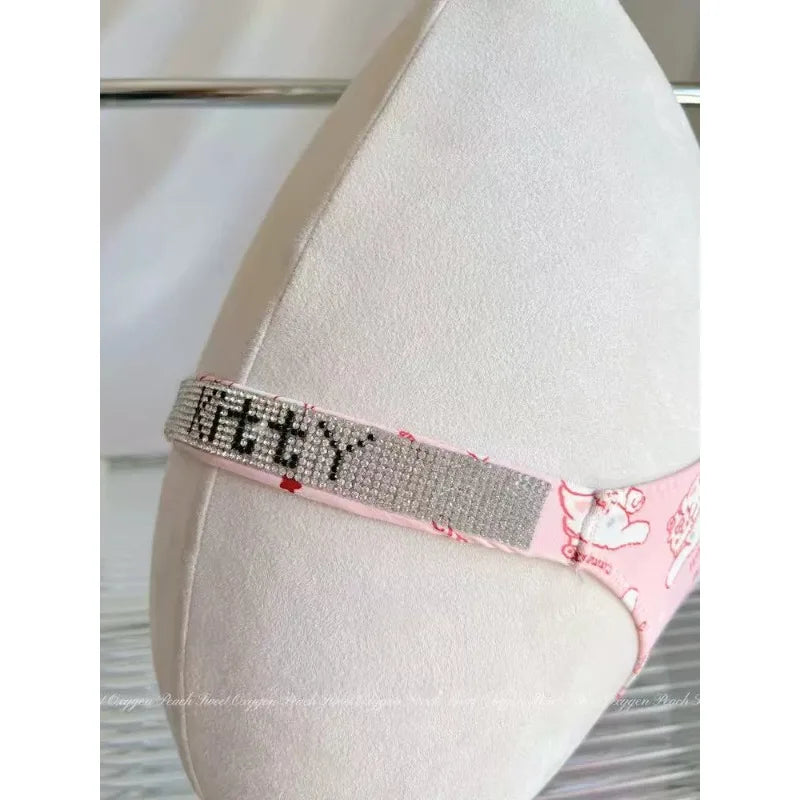 Sexy Cinnamoroll Flash Rhinestone Kawaii Thong Underpants Women Fashion Soft Breathable Strap T-back Lingerie Underwear Female
