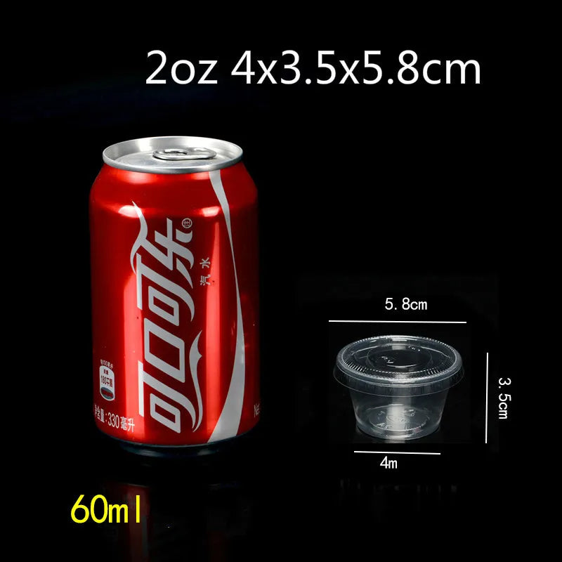 50 PCS Pudding Cup With Lid Disposable Plastic Cups Sauce Baking Jelly Dessert Cups Wedding Small Mini Party Set Cup Bowl Box